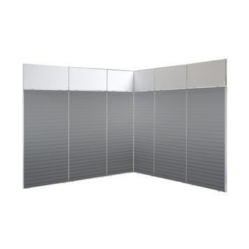 FlexiSlot-® Slatwall Messestand "Style" - 2.850 x 2.800 mm hjørnestand