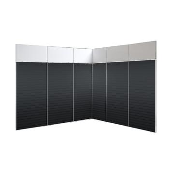 FlexiSlot-® Slatwall Messestand "Style" - 2.850 x 2.800 mm hjørnestand