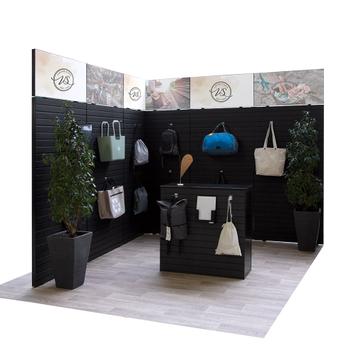 FlexiSlot® Messestand "Style-Black" 2.850 x 2.800 mm Hjørnestand