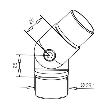 Rørforbinder indre fra - 90° til + 90°, rustfri stål