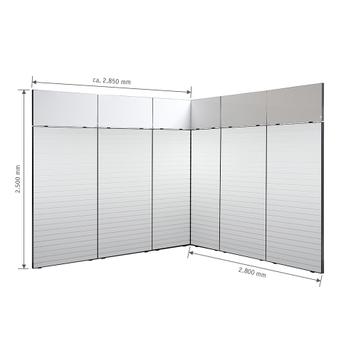 FlexiSlot® Messestand "Style-Black" 2.850 x 2.800 mm Hjørnestand