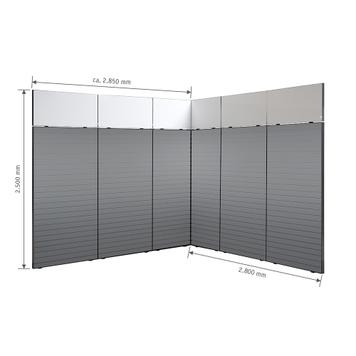 FlexiSlot® Messestand "Style-Black" 2.850 x 2.800 mm Hjørnestand