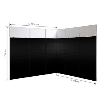 FlexiSlot® Messestand "Style-Black" 2.850 x 2.800 mm Hjørnestand