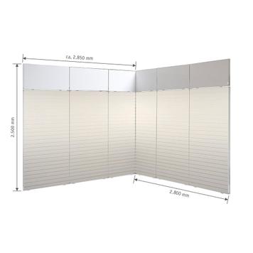 FlexiSlot-® Slatwall Messestand "Style" - 2.850 x 2.800 mm hjørnestand