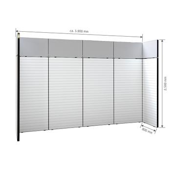 FlexiSlot-® Slatwall Messestand "Style-Black" - 3.900 x 800 mm hovedstand