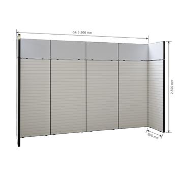 FlexiSlot-® Slatwall Messestand "Style-Black" - 3.900 x 800 mm hovedstand