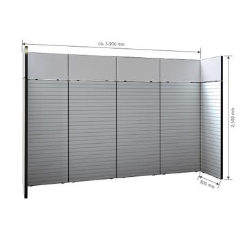 FlexiSlot-® Slatwall Messestand "Style-Black" - 3.900 x 800 mm hovedstand