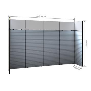 FlexiSlot-® Slatwall Messestand "Style-Black" - 3.900 x 800 mm hovedstand