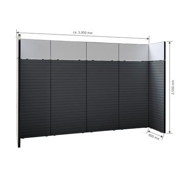 FlexiSlot-® Slatwall Messestand "Style-Black" - 3.900 x 800 mm hovedstand