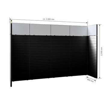 FlexiSlot-® Slatwall Messestand "Style-Black" - 3.900 x 800 mm hovedstand