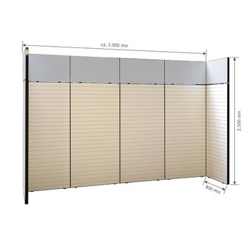 FlexiSlot-® Slatwall Messestand "Style-Black" - 3.900 x 800 mm hovedstand