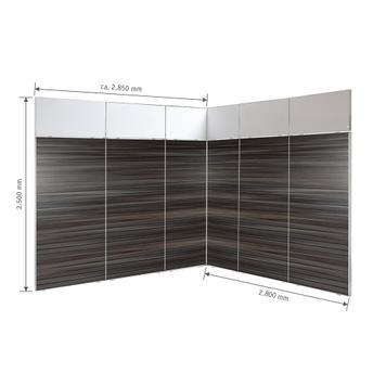 FlexiSlot-® Slatwall Messestand "Style" - 2.850 x 2.800 mm hjørnestand